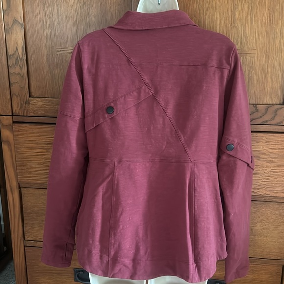 Cabi Training Jacket EUC Size Med. Burgandy slub terry with such a cute fit! - Picture 2 of 7